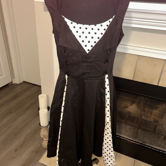 Killreal Dresses & Skirts - Elegant Black and White Polka Dot Dress